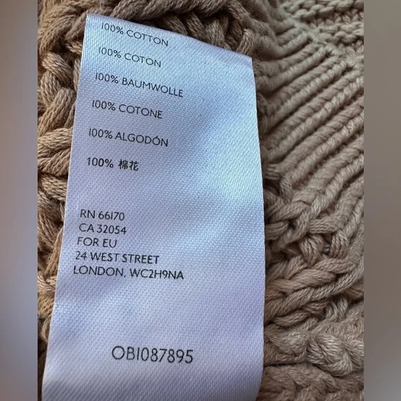 Free People Balloon-Arm Nude Sweater Women Sz Large Heavyweight  chunky rib knit - Picture 6 of 10